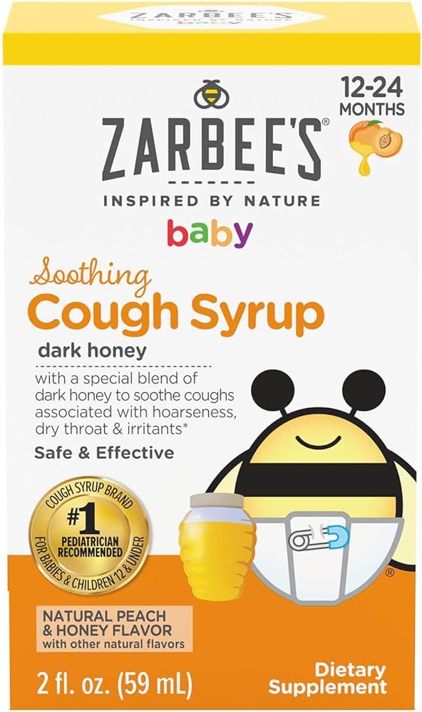 Zarbee's Baby Soothing Cough Syrup With Dark Honey; Natural Peach & Honey Flavor; 2 Fl Oz | Amazon (US)