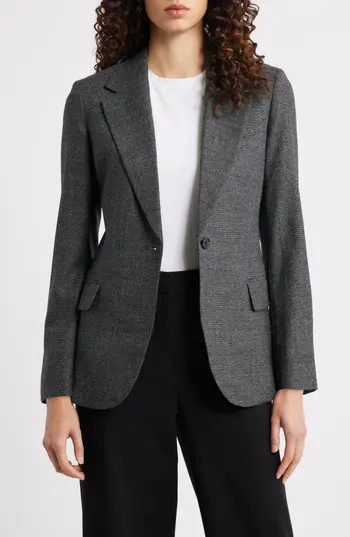 Theory Lynnia Marled One-Button Virgin Wool Blazer in Pepper Multi at Nordstrom Rack, Size 4 | Nordstrom Rack