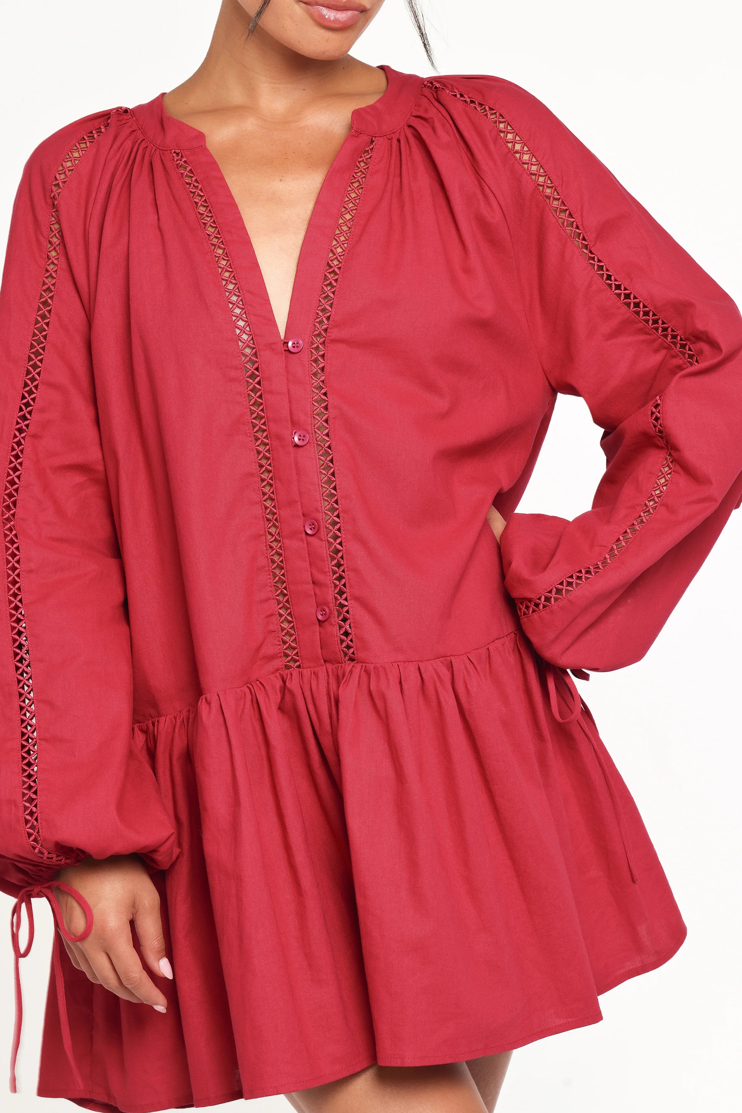 Hart Long Sleeve Mini Dress - Wine | Petal & Pup (US)