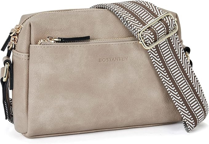 BOSTANTEN Small Crossbody Purse for Women Triple Zip Cell Phone Leather Handbag with Colored Shou... | Amazon (US)