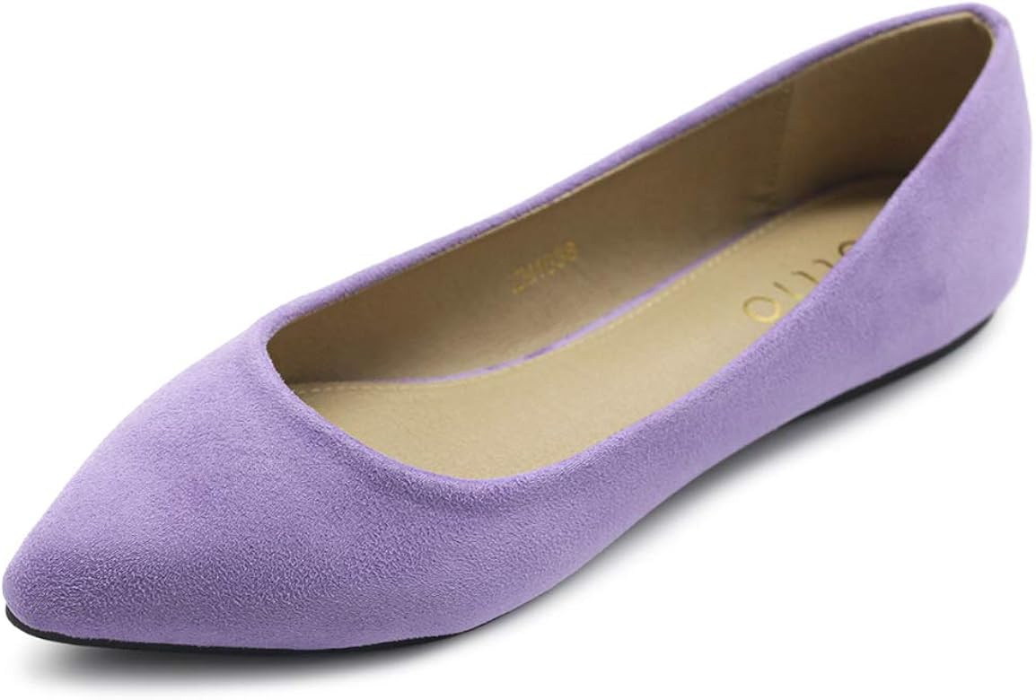 Ollio Women's Ballet Comfort Light Faux Suede Multi Color Shoe Flat | Amazon (US)