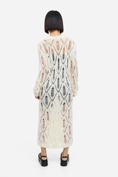 Ladder stitch-look knitted dress - Cream - Ladies | H&M US | H&M (US + CA)