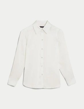 Satin Collared Long Sleeve Shirt | Marks & Spencer (UK)