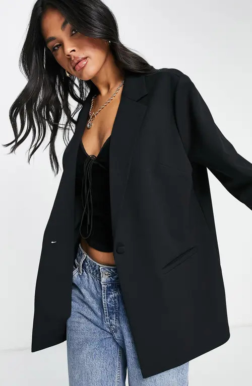 ASOS DESIGN Slouchy Blazer in Black at Nordstrom, Size 6 Us | Nordstrom