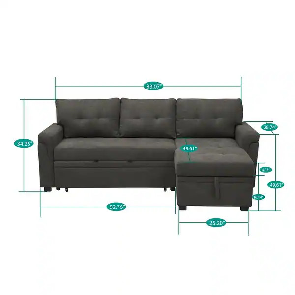 Reversible Modern Sectional Sofa Couch, Sleeper Sofa Bed with Storage Chaise, Pull Out Couch Bed ... | Bed Bath & Beyond