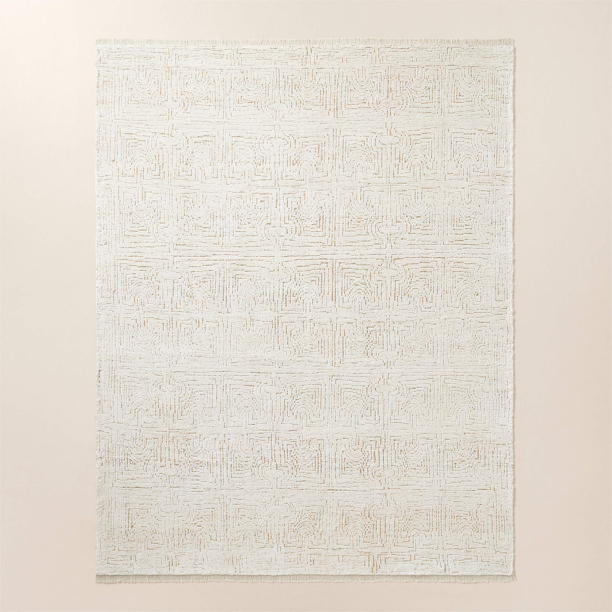 Selo Hand-Knotted Warm White with Tan Viscose Area Rug 8'x10' | CB2 | CB2