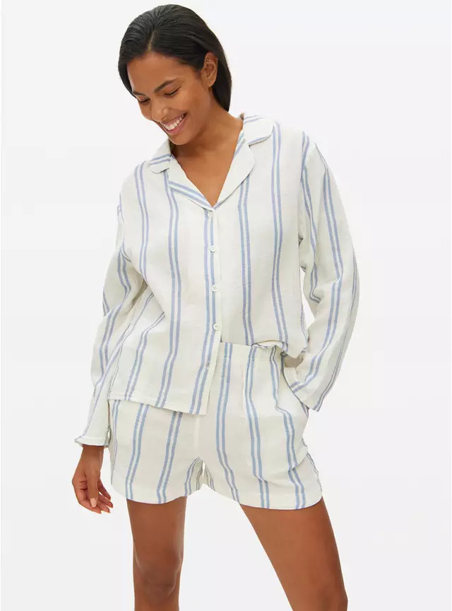 Cream Stripe Double-Cloth Co-ord Pyjama Shorts  S | Tu Clothing