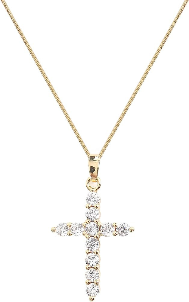 BIFACE Cross Necklaces for Women Jewelry Necklaces for Teen Girls Women 16K Gold Plated Cross Pen... | Amazon (US)