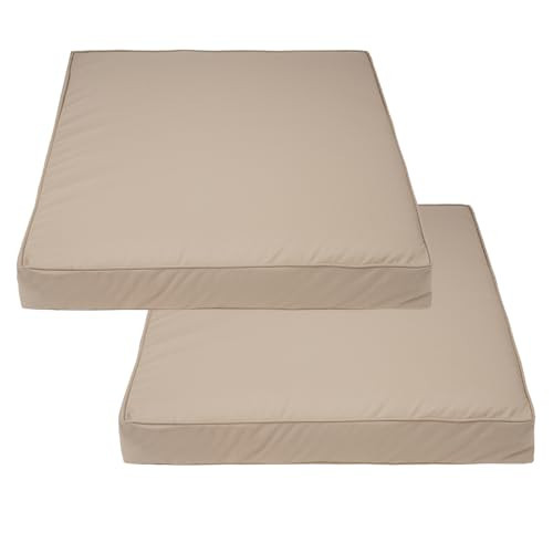 Covers & All Square Outdoor Cushion Covers for Patio Furniture Sets, Water, Tear & UV Resistant Polyester Cushion Slipcover with Zippers (Pack of 2) (32" L x 32" W x 4" Thick, Beige) | Amazon (US)