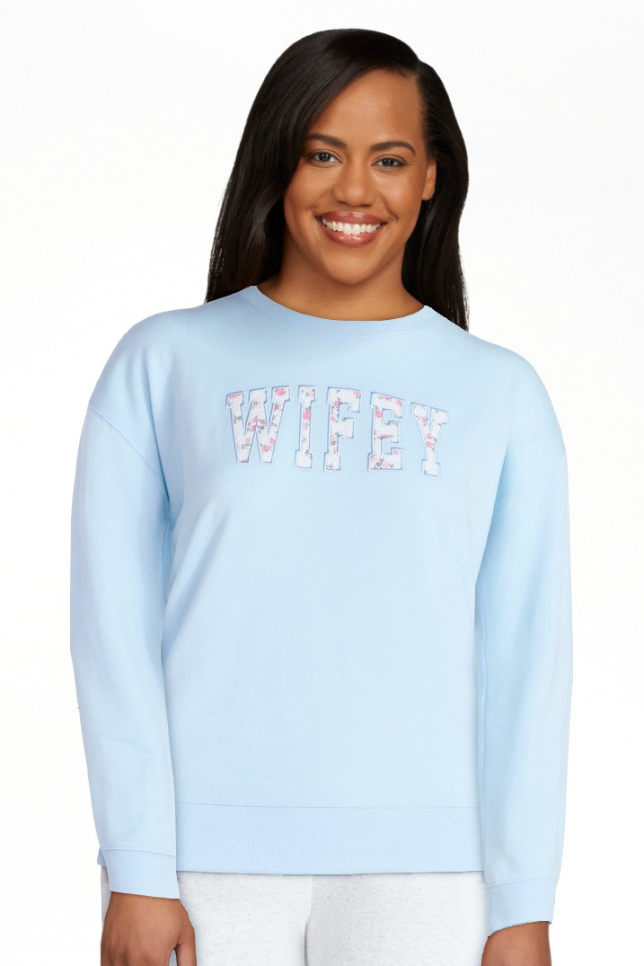 Joyspun Women's French Terry Knit Bridal Long Sleeve Sleep Top, Sizes XS to 3X | Walmart (US)