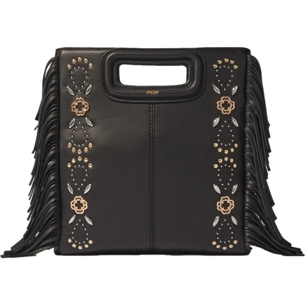 maje Studded leather M bag in Black at Nordstrom, Size Medium | Nordstrom