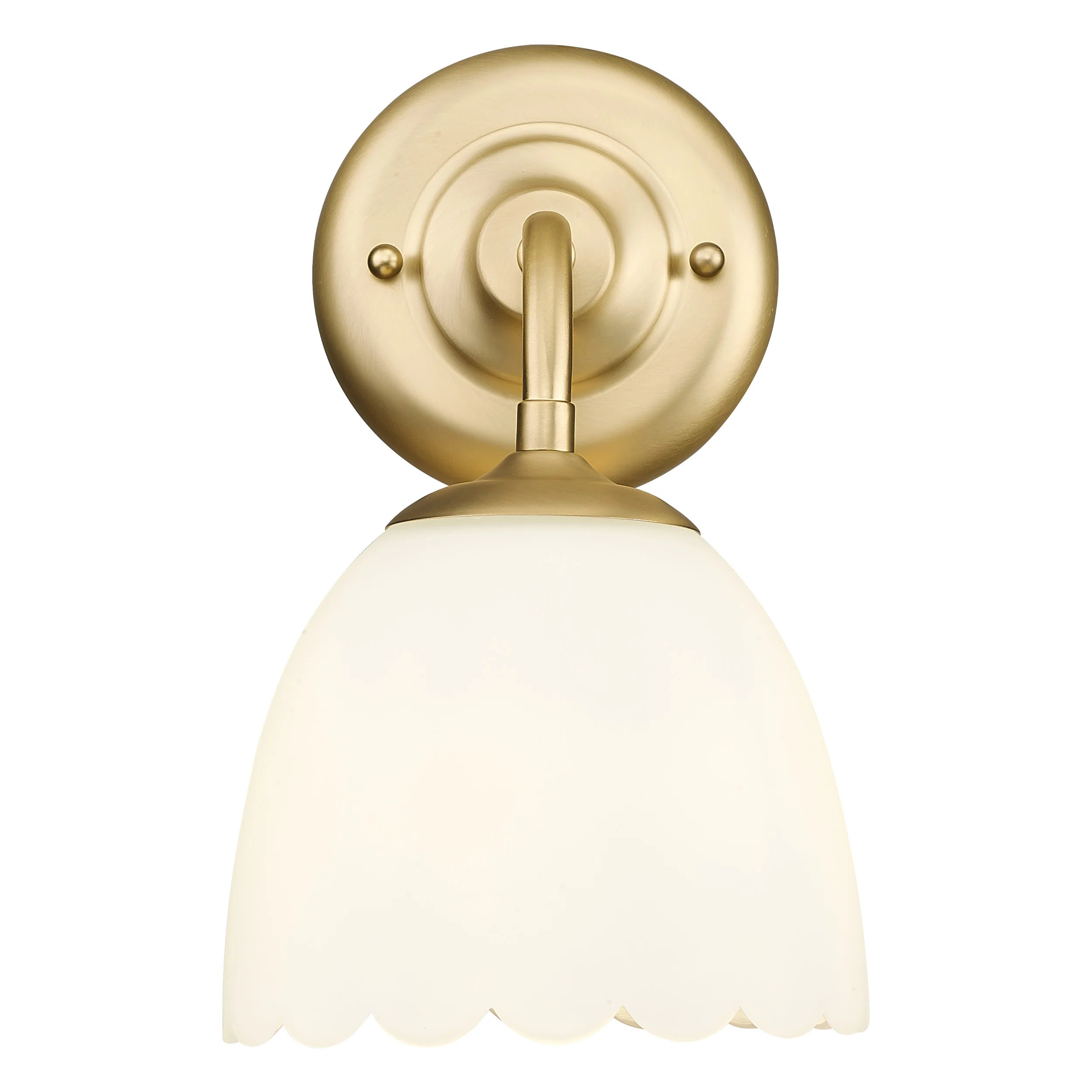 Dorinda 1-Light Wall Sconce in Brushed Champagne Bronze with Opal Glass | Wayfair North America