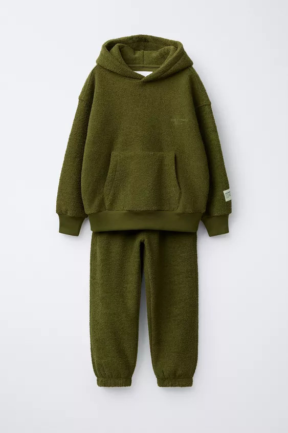 HOODIE SWEATSHIRT AND JOGGER PANTS SET WITH LABEL TEXTURE | Zara US