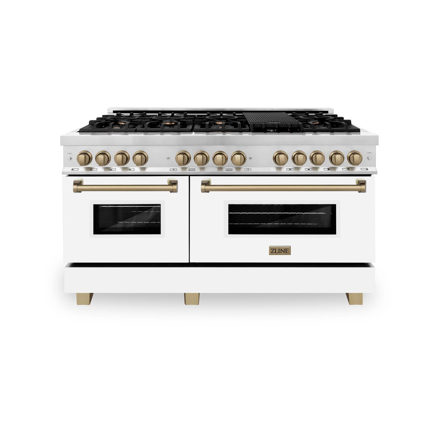 ZLINE - Autograph 60" Legacy Dual Fuel Range w/ 9 Burners & White & Bronze Accents (RAZ-WM-60-CB) - Multicolor | Best Buy U.S.