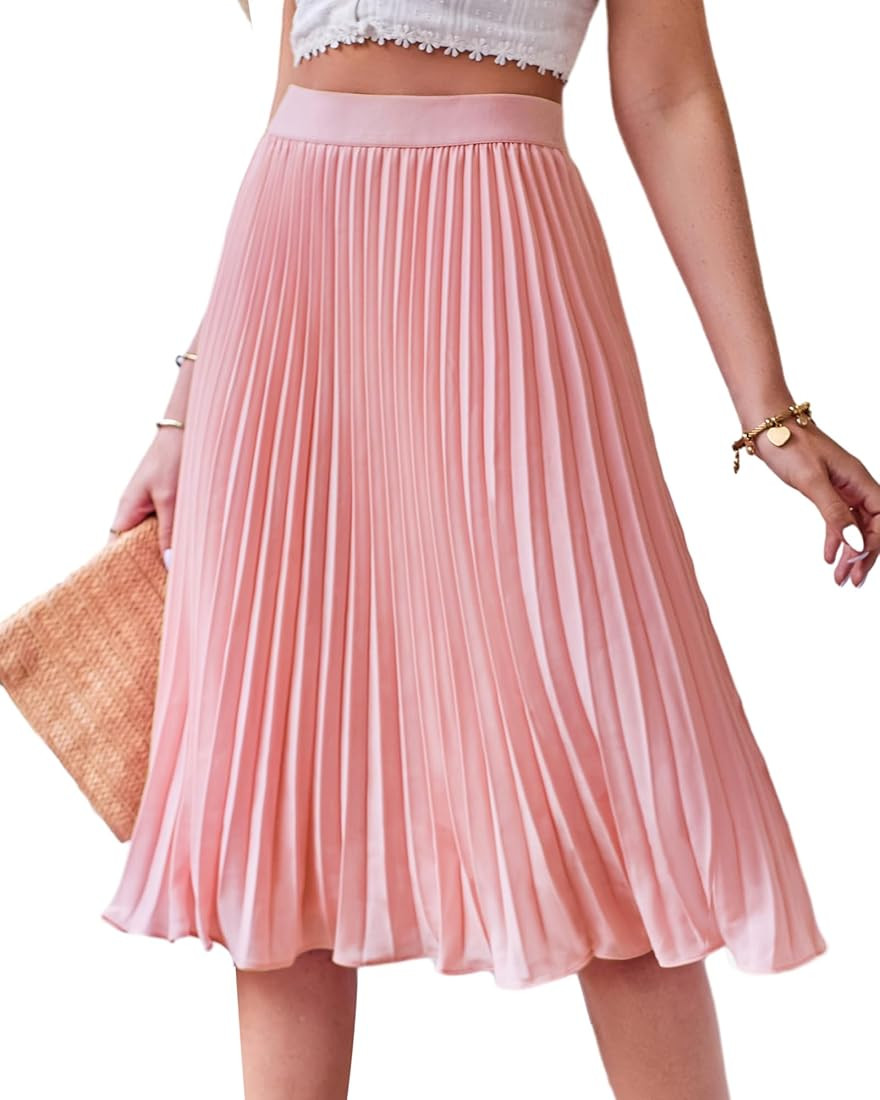 Women's High Waist Pleated A-Line Swing Skirt KK659 | Amazon (US)