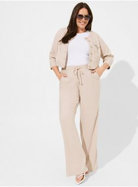 Pull-On Wide Leg Stretch Linen High-Rise Pant | Torrid (US & Canada)