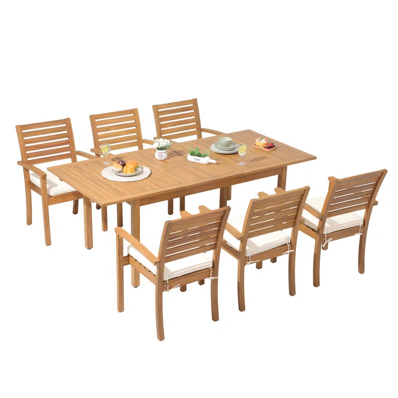 Kilani 6 - Person Rectangular Extendable Outdoor Dining Set with Cushions | Wayfair North America