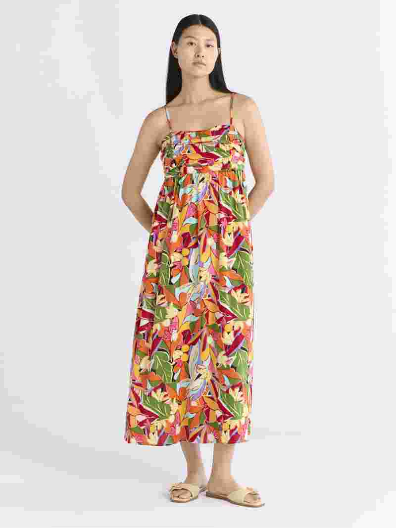 Free Assembly Women's Pleated Linen Blend Maxi Dress, Sizes XS-XXXL | Walmart (US)