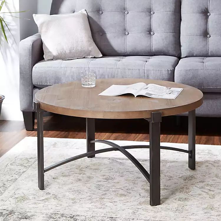 Round Liam Coffee Table with Metal Base | Kirkland's Home