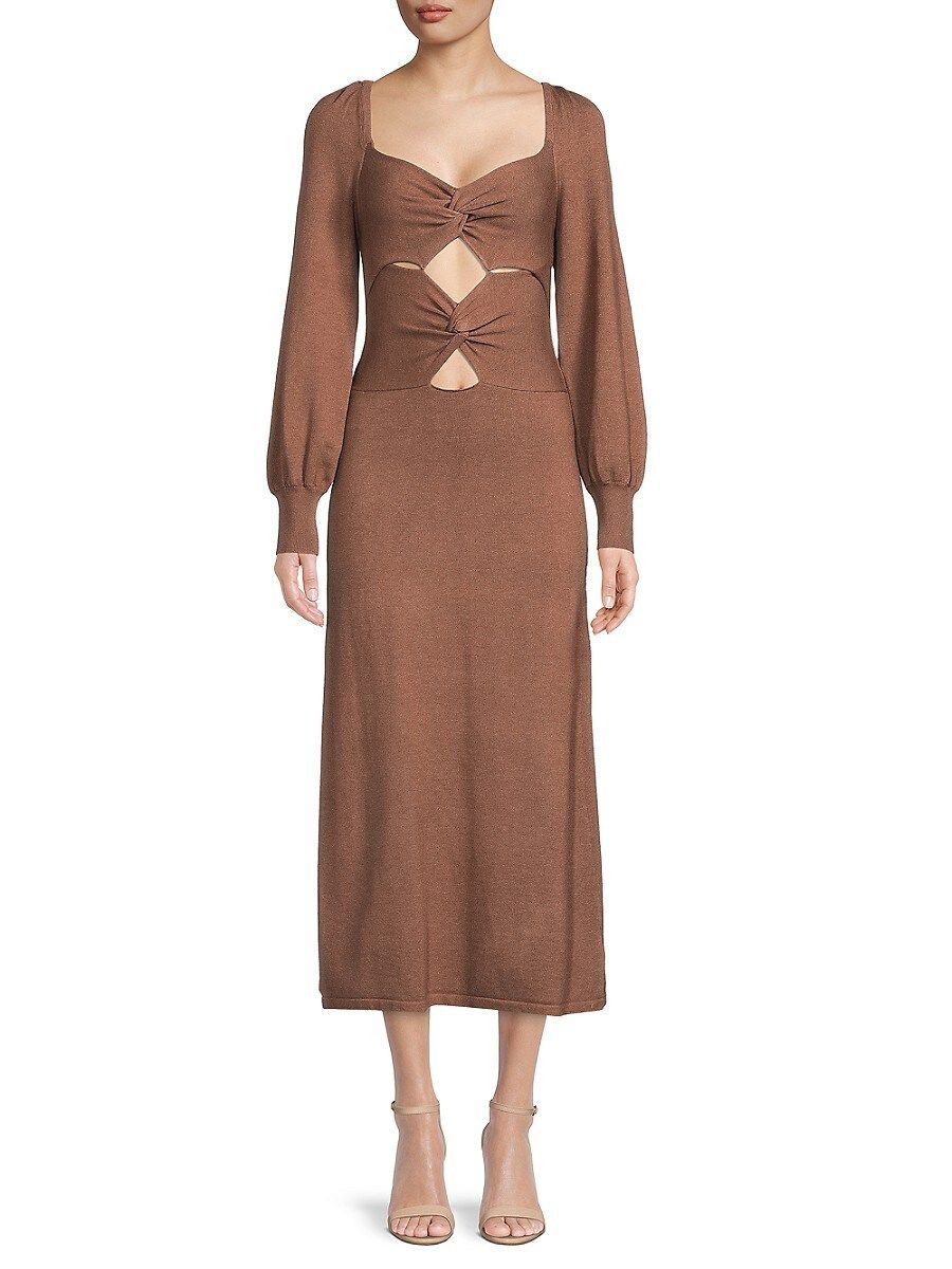 ASTR The Label Women's Cutout Twist Front Sweater Dress - Brown - Size L | Saks Fifth Avenue OFF 5TH