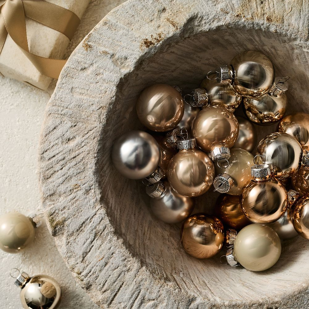Small Glass Ball Ornaments (Set of 25) - Champagne | West Elm (US)