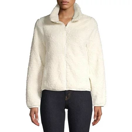 Zip Fleece Faux Fur Teddy Jacket | Walmart (US)