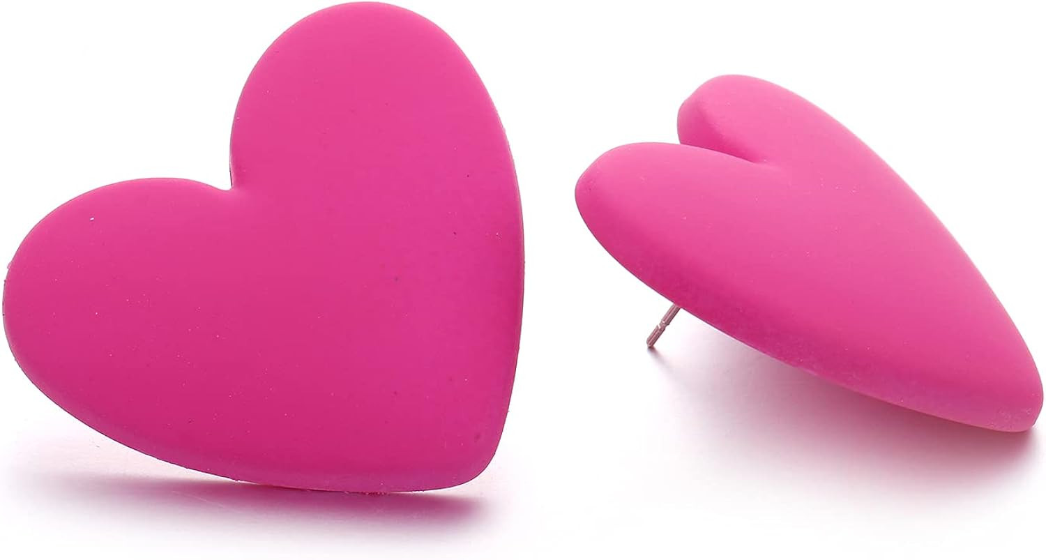 Winssigma Large Heart Earrings, Candy Color Heart Acrylic Earrings for Women Girls Jewelry Gift | Amazon (US)