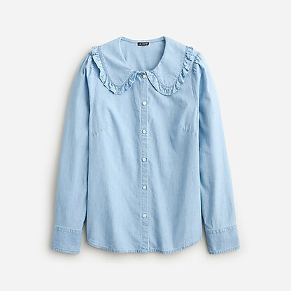 Ruffle-collar chambray shirt | J. Crew US