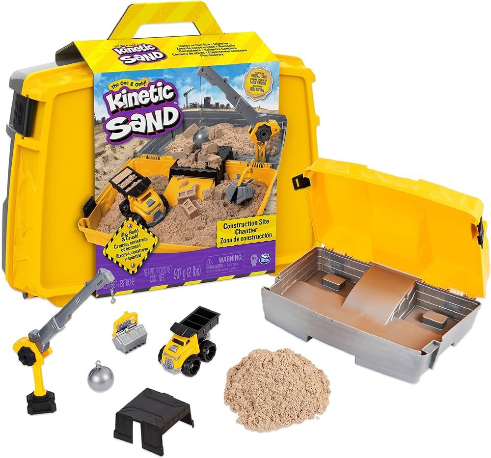 Kinetic Sand, Construction Site Folding Sandbox with Toy Truck and 2lbs of Play Sand, Sensory Toy... | Amazon (US)