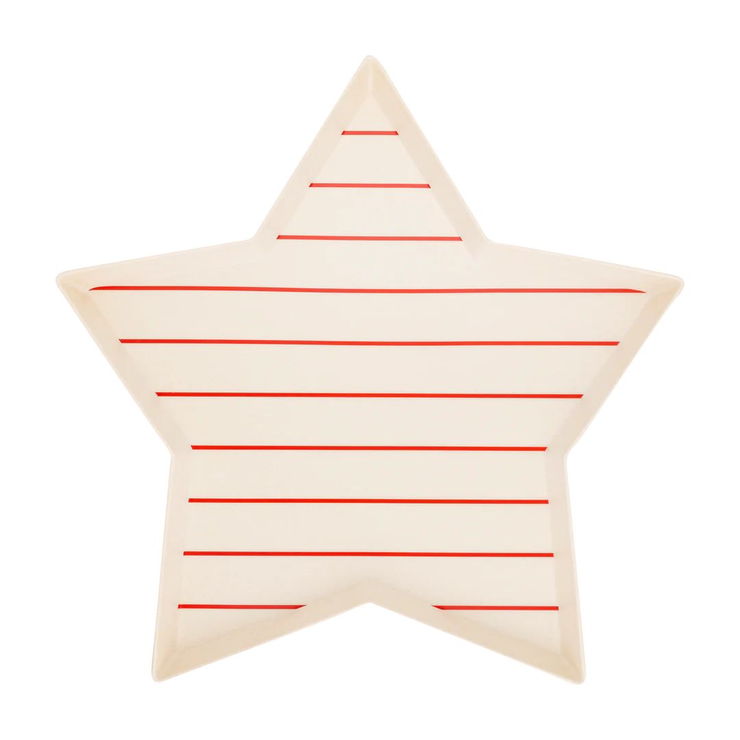 Hamptons Star Shaped Red Stripe Reusable Bamboo Tray | My Mind's Eye