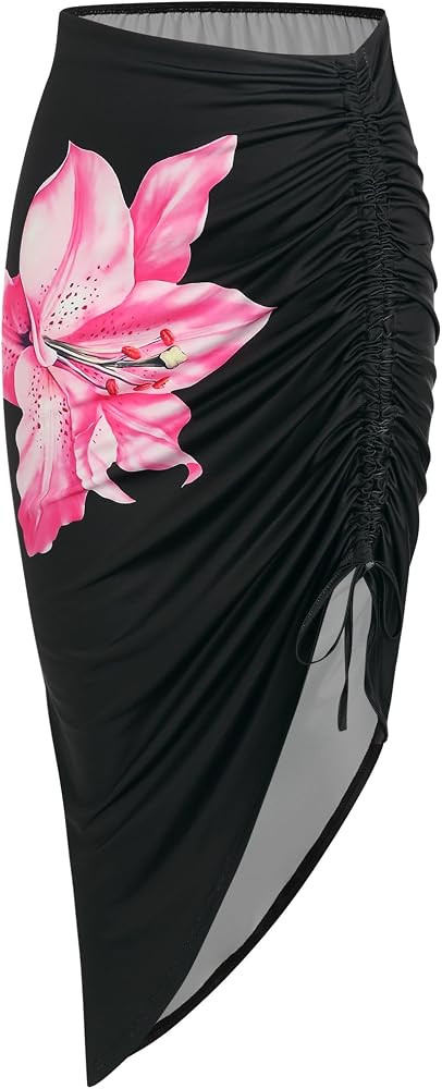 ZAFUL Women's Boho Skirt Asymmetrical Skirts Tied Floral Paisley Printed High Waist Ruched Skirts... | Amazon (US)
