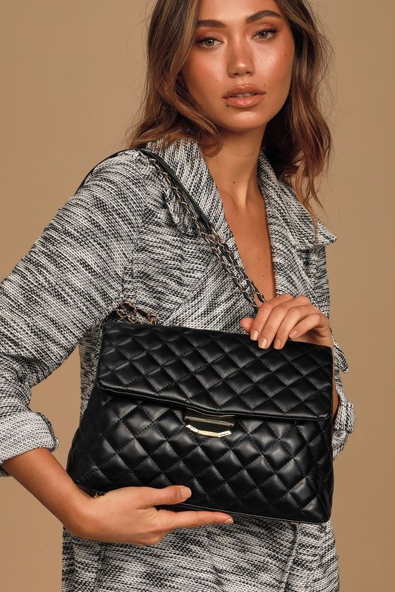 Real Stunner Black Vegan Leather Quilted Crossbody Bag | Lulus (US)