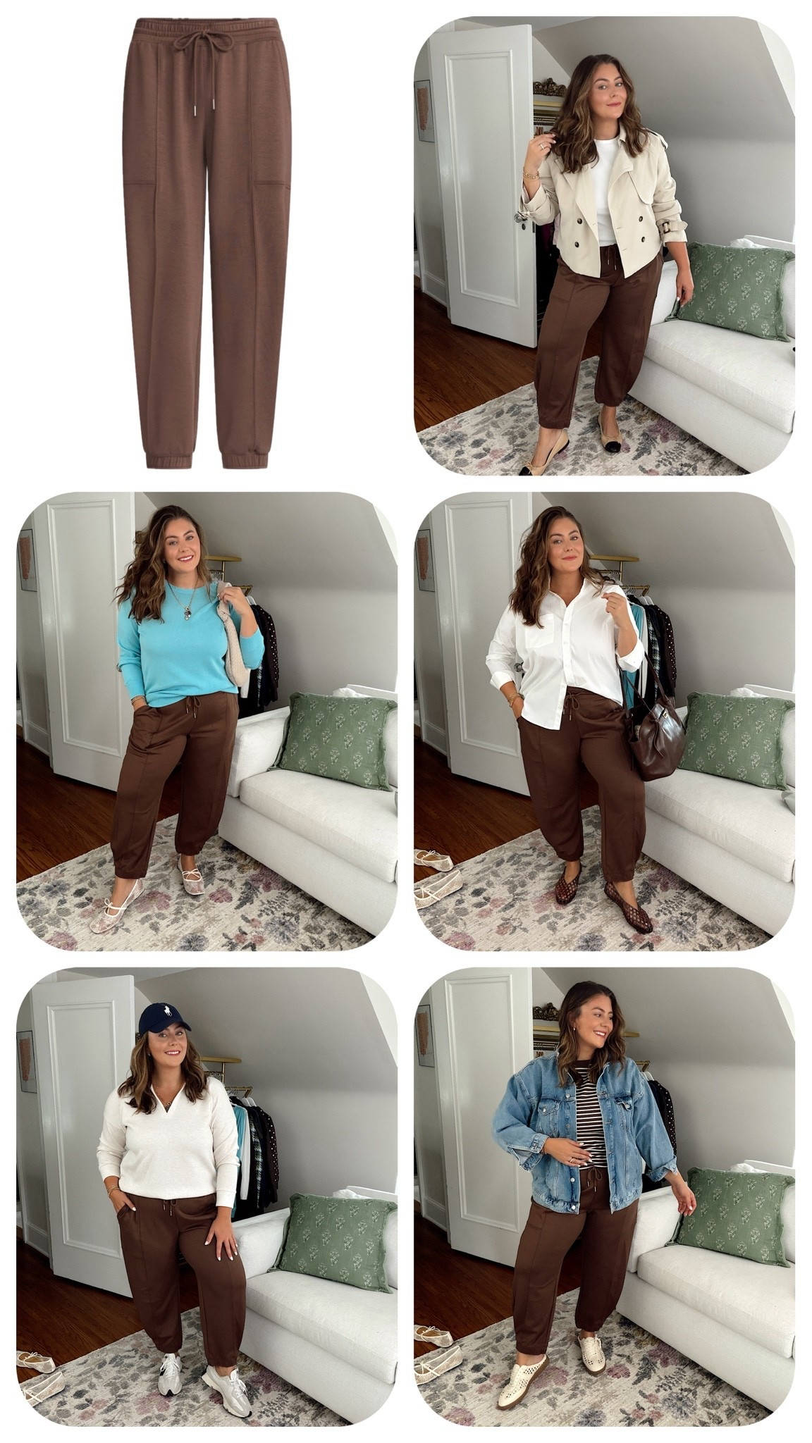 Wearing size XXL in joggers (wish I did an XL). Wearing size XXL in white tee, funnel neck jacket, blue sweater, brown striped shirt. Wearing XL in white button down, collared sweatshirt (use CARALYN15 on your first order at Spanx), 1X in denim jacket.

#LTKootd #LTKSeasonal #LTKPlusSize