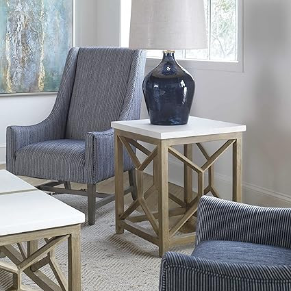 Uttermost U25886 Catali End Table, 26" H x 22" W x 22" D, Warm Oatmeal Wash/Natural Stone | Amazon (US)