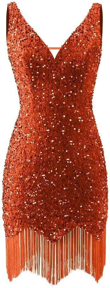 yinyyinhs V Neck Sequin Homecoming Dresses for Teens 2025 Sparkly Tight Short Prom Cocktail Party... | Amazon (US)