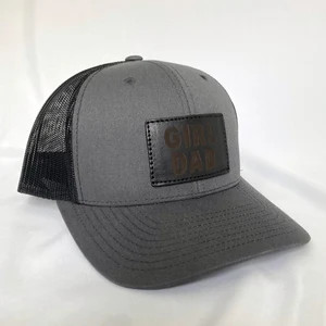 Girldad® Black Leather Patch Trucker Hat, Charcoal Trucker Hat, Leather SnapBack Hat, Girl Dad, ... | Etsy (Global)