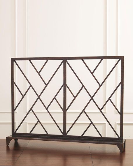 Chinoise Fret Bronze Fireplace Screen | Horchow