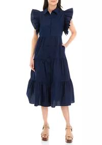 Women's Ruffle Sleeve Midi Dress | Belk