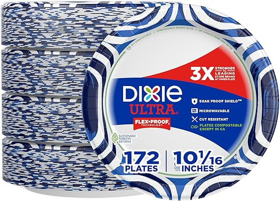 Dixie Ultra, Large Paper Plates, 10 Inch, 43 Count (Pack of 4), 3X Stronger*, Heavy Duty, Microwa... | Amazon (US)