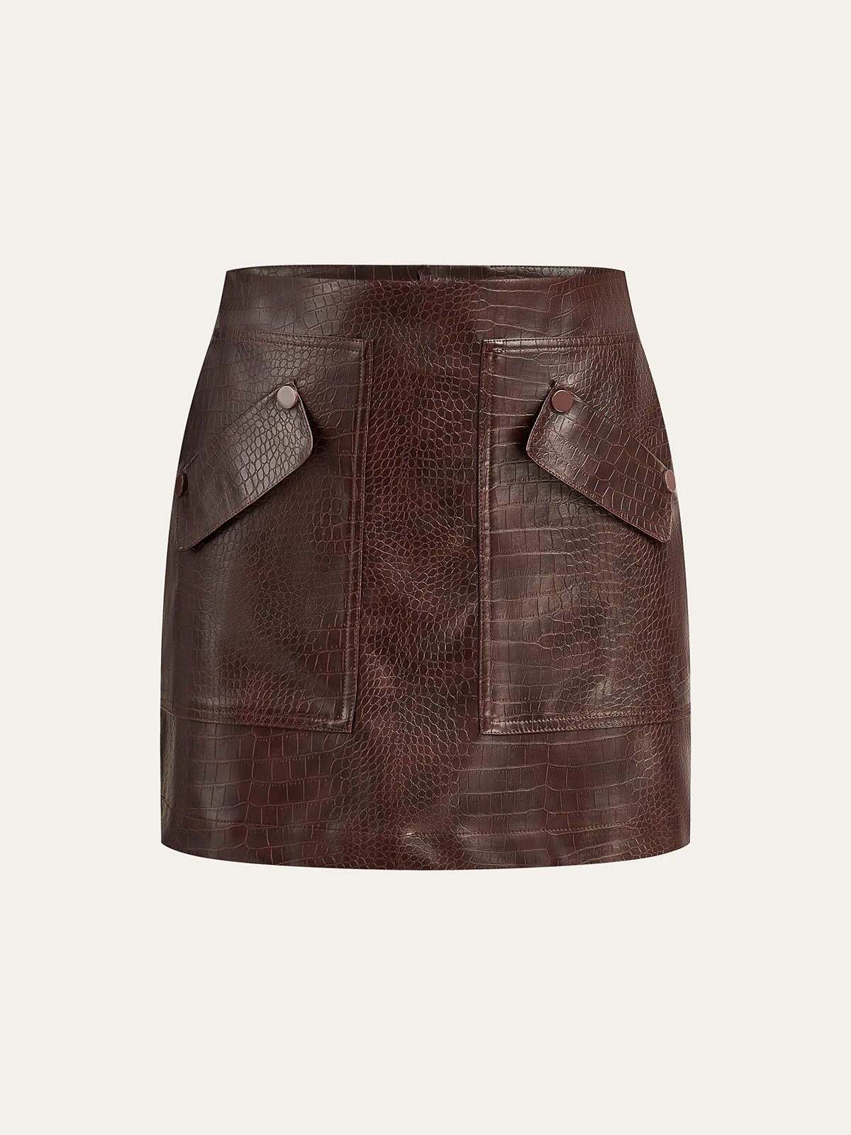 Faux Leather Crocodile-Embossed Mini Skirt | Commense