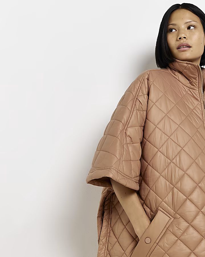 Brown quilted cape | River Island (UK & IE)