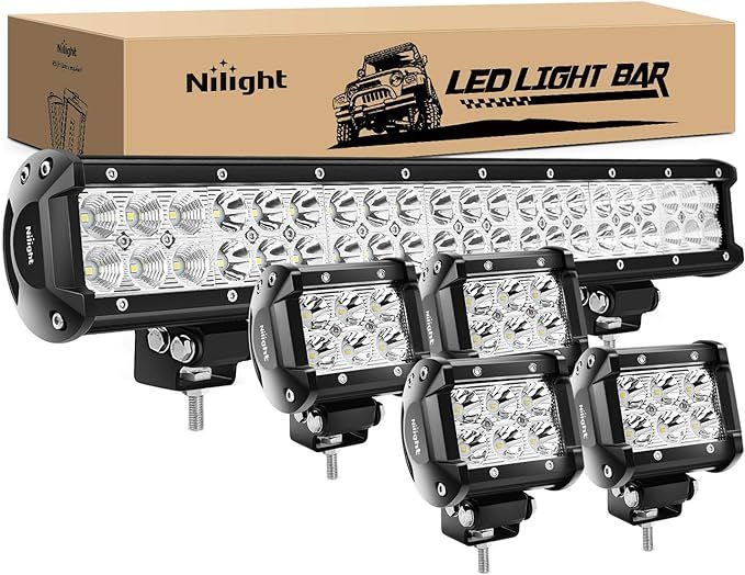 Nilight - ZH003 20Inch 126W Spot Flood Combo Led Light Bar 4PCS 4Inch 18W Spot LED Pods Fog Light... | Amazon (US)