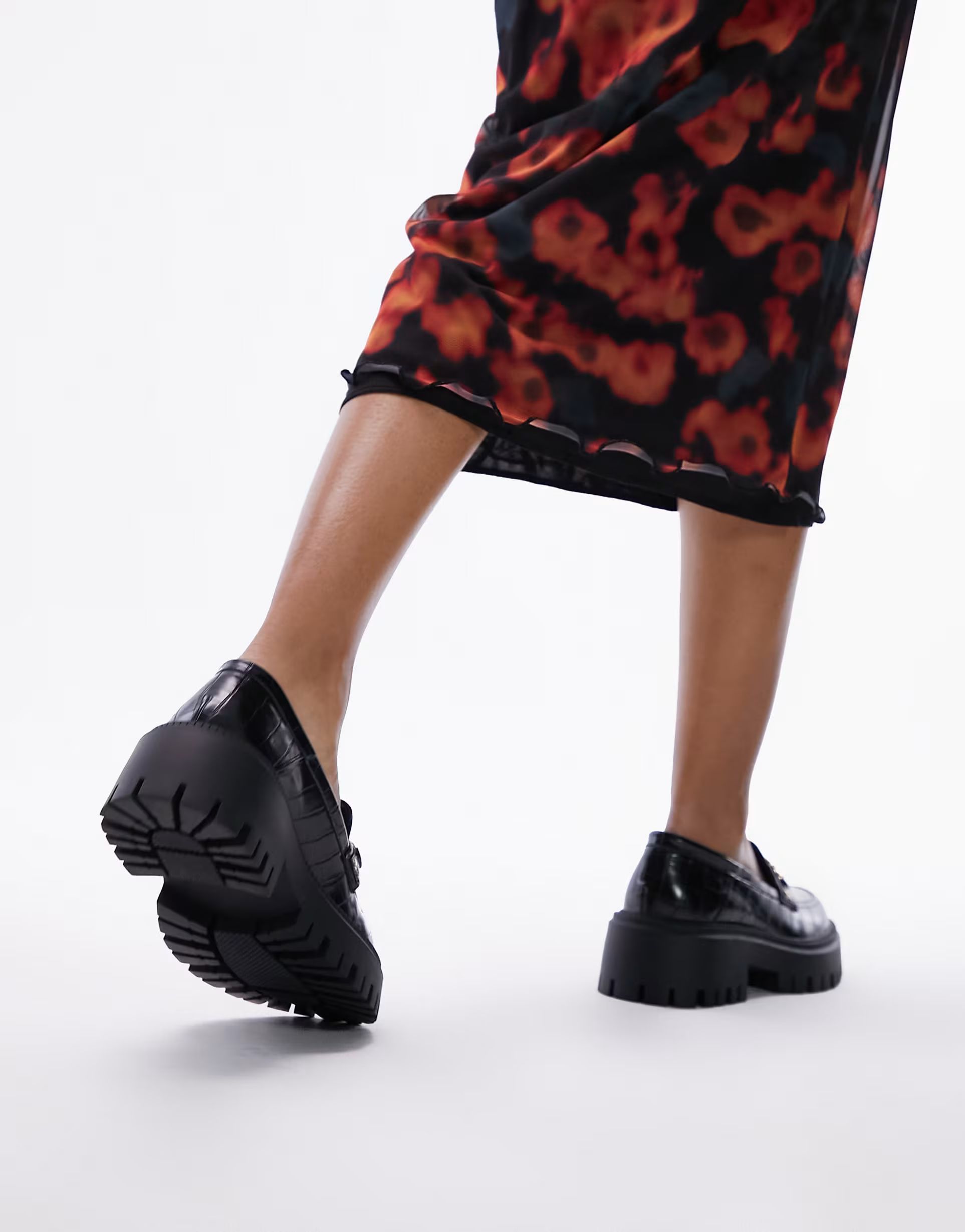 Topshop Wide Fit – Lacey – Loafer in Schwarz mit dicker Sohle, weite Passform | ASOS (Global)