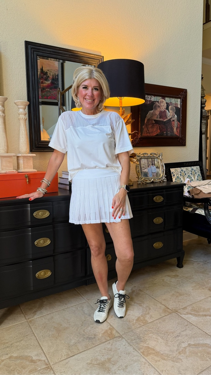 Another cute Tnuck Sport look! I have this skirt in the white and black! These truly are the best for working out, lunch with friends, or running errands. 

#LTKootd #LTKOver40