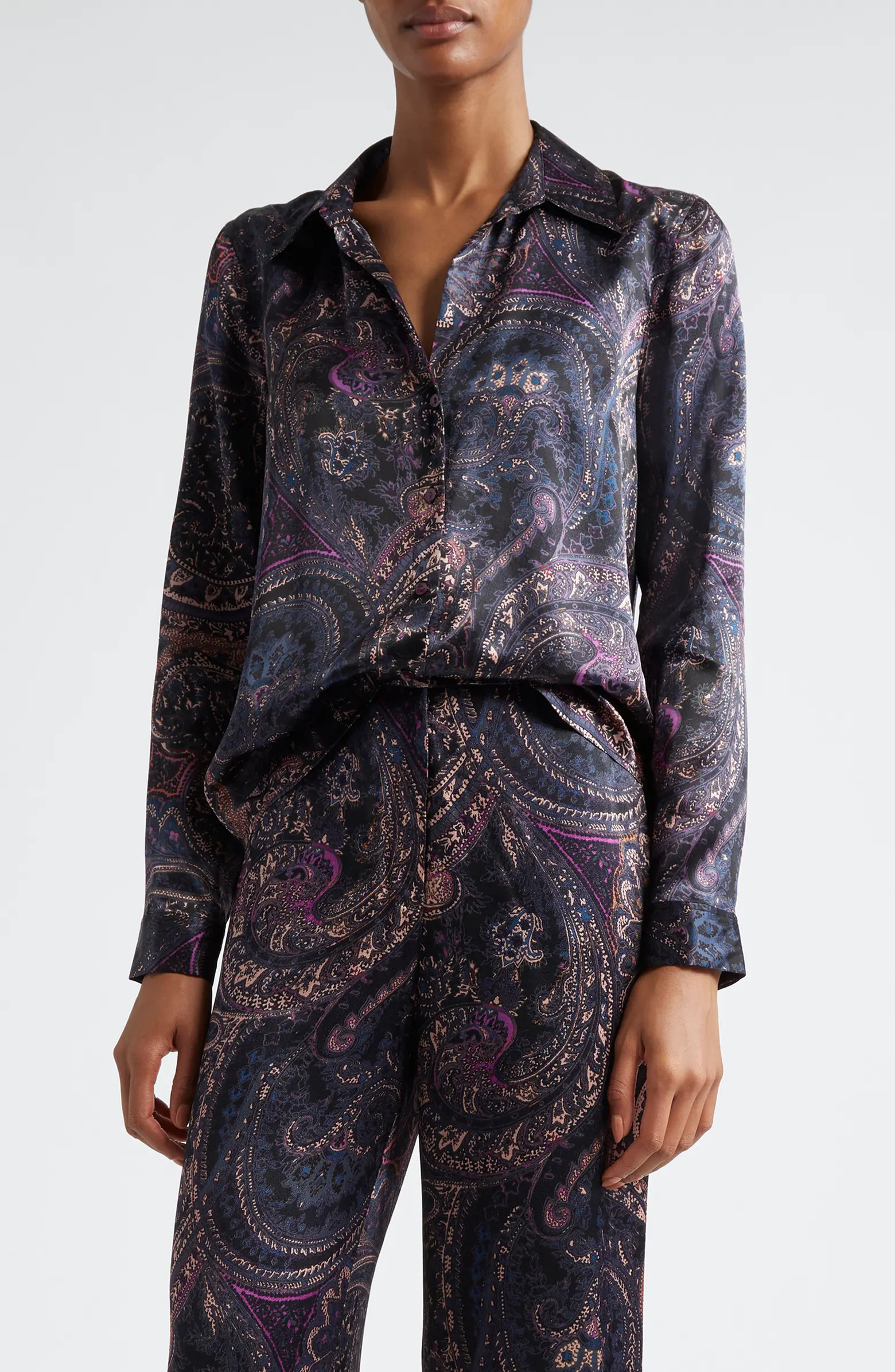 Tyler Paisley Print Long Sleeve Silk Button-Up Shirt | Nordstrom Rack