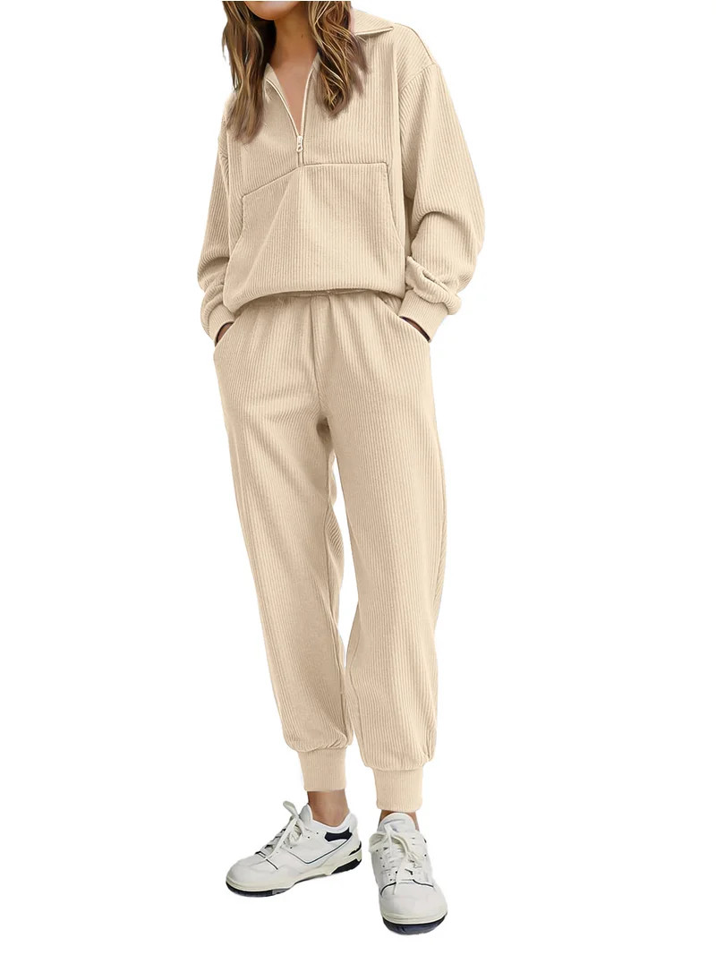 Fantaslook Conjunto de 2 Piezas para Mujer, Sudaderas de Manga Larga con Media Zíper y Bolsillos... | Walmart (US)