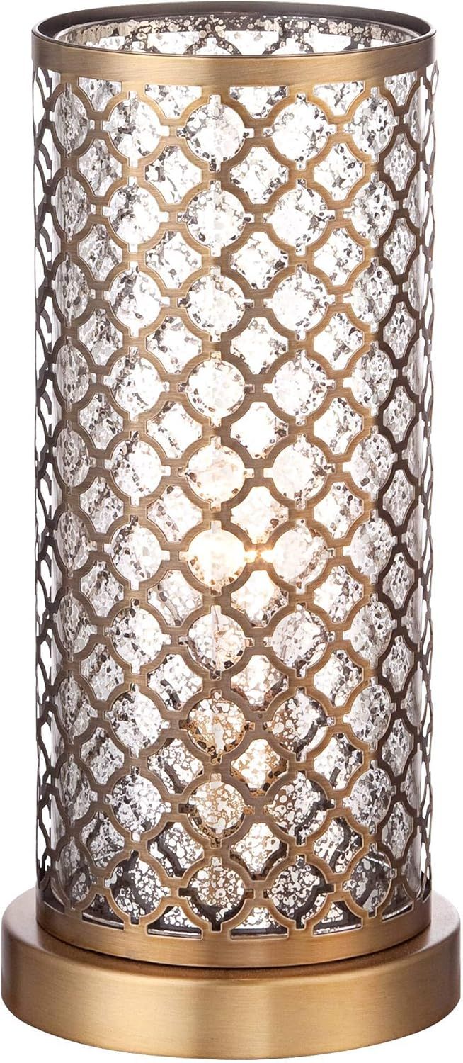 360 Lighting Alcazar Modern Glam Luxury Accent Table Lamp 12" High Brass Gold Metal Lattice Outer... | Amazon (US)