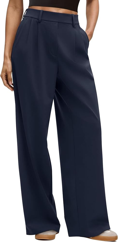 LASLULU Womens Yoga Dress Pants Casual Wide Leg Stretchy Office Travel Trousers Business Casual W... | Amazon (US)