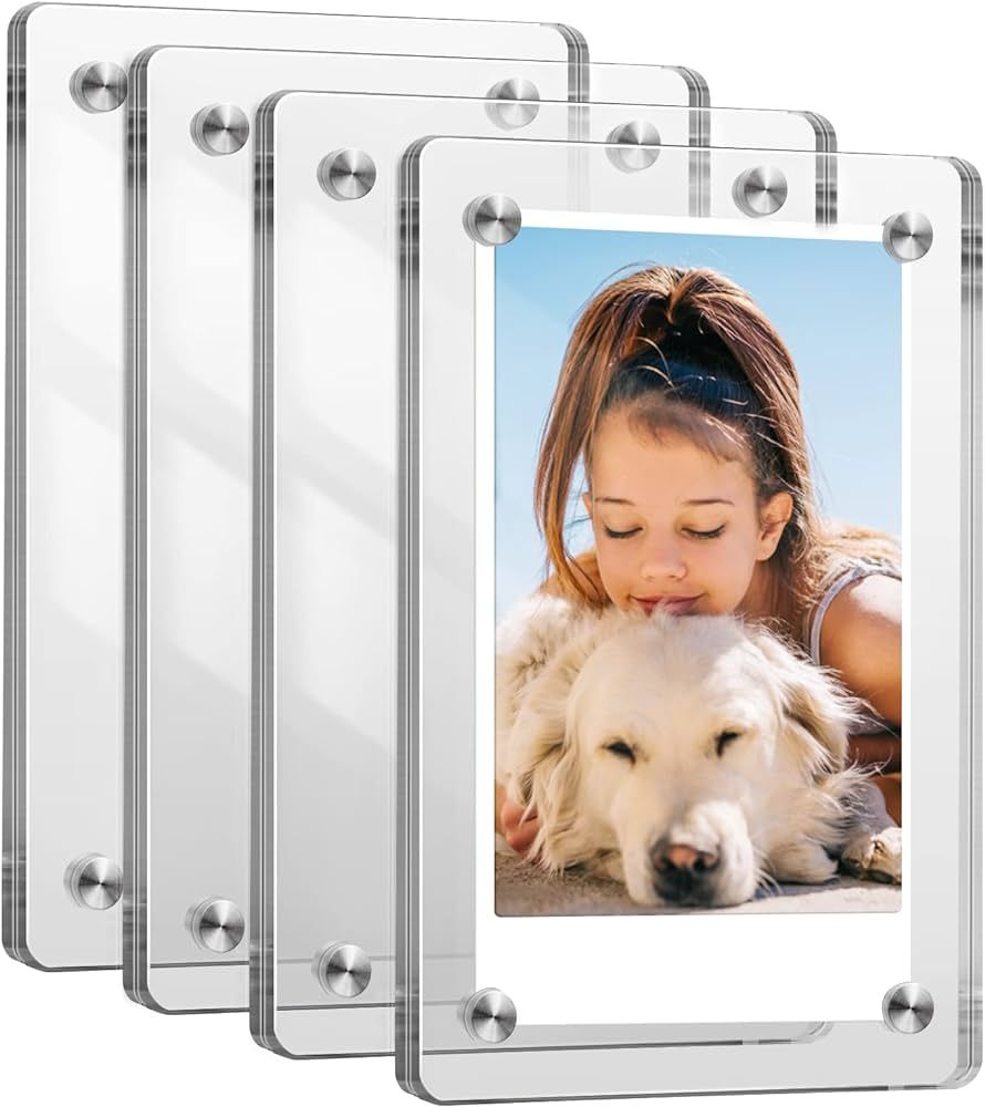 Fintie [4 Pack] Acrylic Magnetic Photo Frame for 3-Inch Film - Double Sided Fridge Picture Frame ... | Amazon (US)