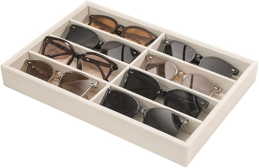Coward Sunglass Organizer, Beige Velvet Glasses Trays - Eyeglasses Watches Jewelry Display - Men ... | Amazon (US)
